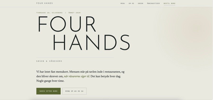 Four Hands restaurant hjemmeside