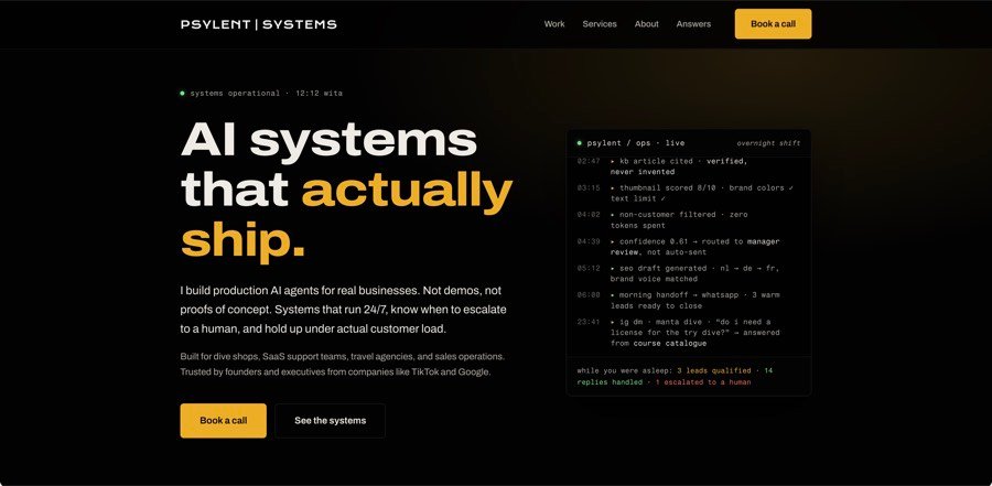 Psylent Systems hjemmeside